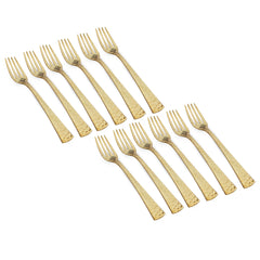 Pure Brass Matt Hammered Design Fork, Length-18.29 cm