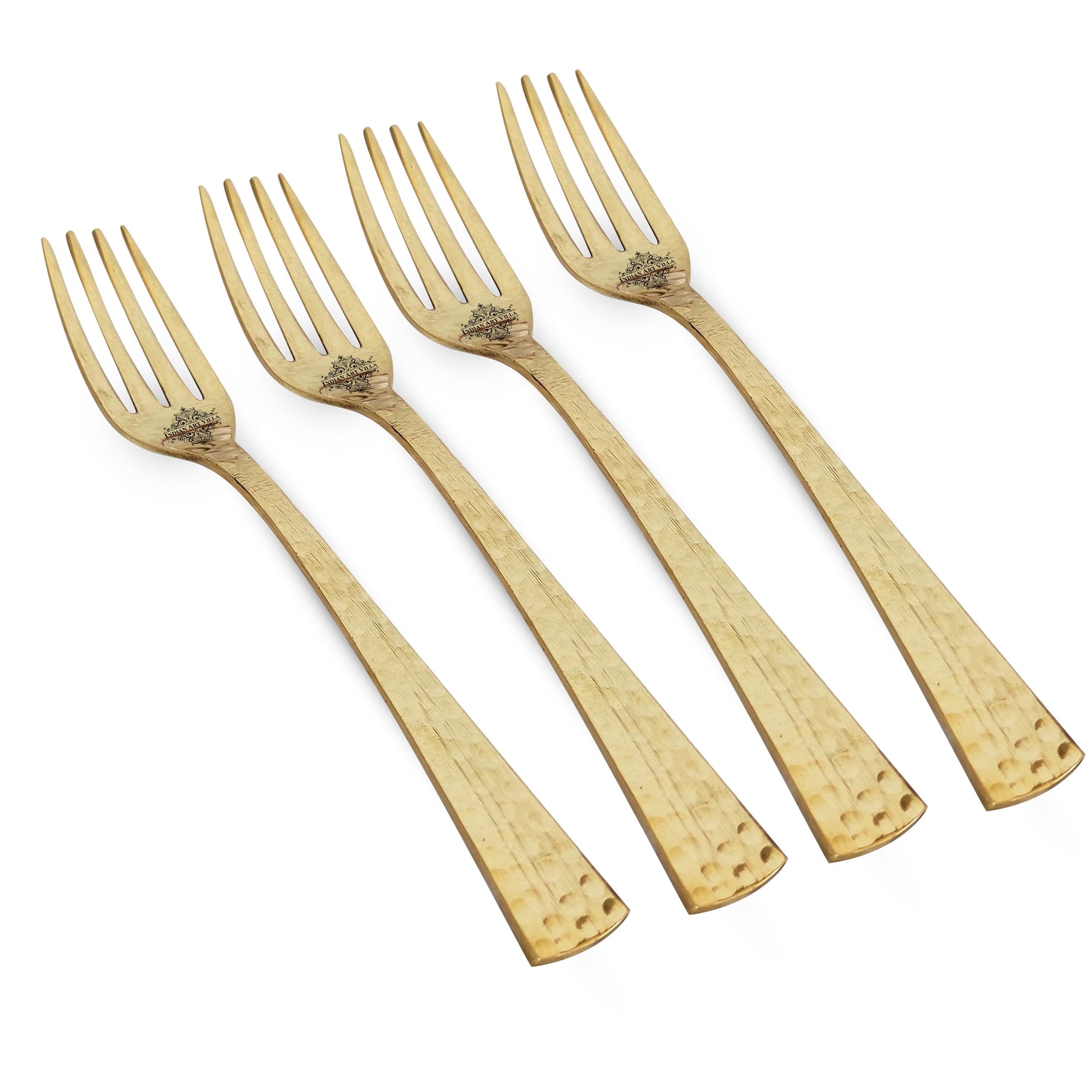 Pure Brass Matt Hammered Design Fork, Length-18.29 cm