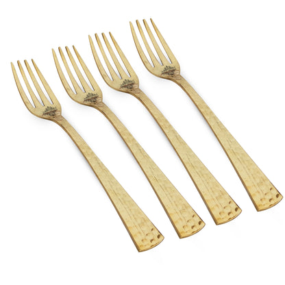 Pure Brass Matt Hammered Design Fork, Length-18.29 cm