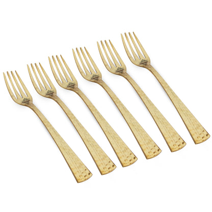 Pure Brass Matt Hammered Design Fork, Length-18.29 cm