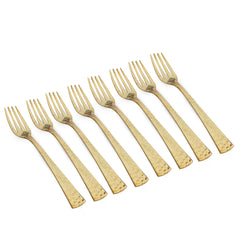 Pure Brass Matt Hammered Design Fork, Length-18.29 cm