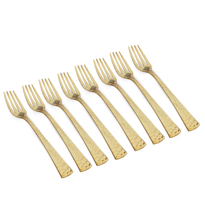 Pure Brass Matt Hammered Design Fork, Length-18.29 cm