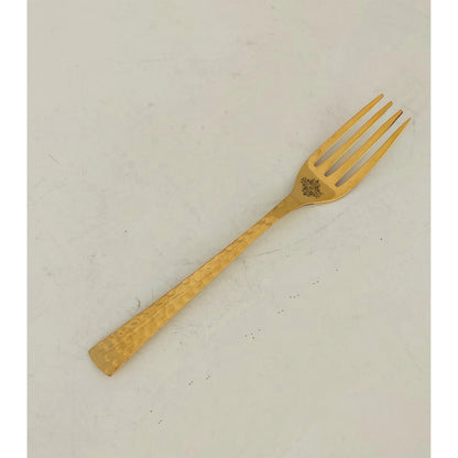 Pure Brass Matt Hammered Design Fork, Length-18.29 cm