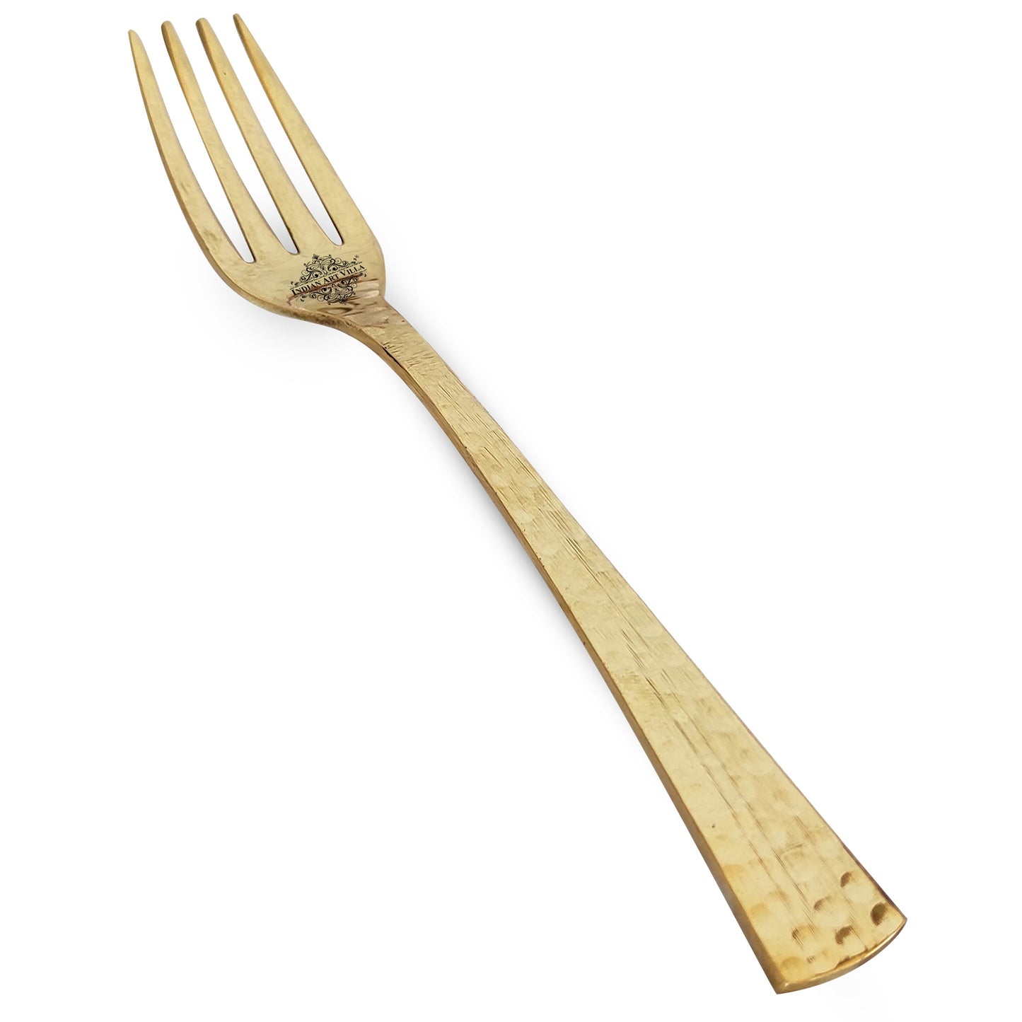 Pure Brass Matt Hammered Design Fork, Length-18.29 cm