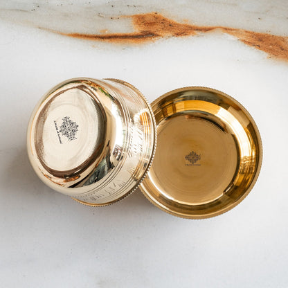 Pure Brass Bowl with Etching & Beeding – Elegant Dining Bowl Set