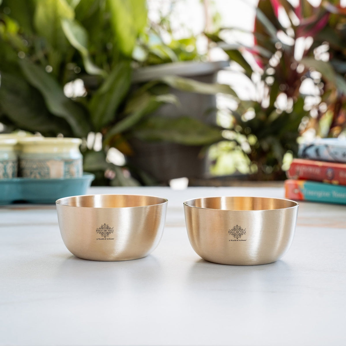 Brass Bowl With Matt Finish Design, Diameter-8.89 cm