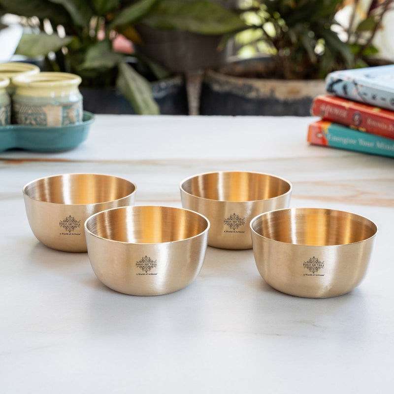 Brass Bowl With Matt Finish Design, Diameter-8.89 cm