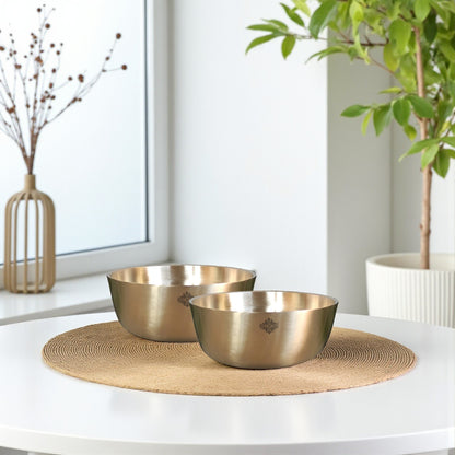 Brass Bowl With Matt Finish Design, Decorative Dinnerware, Tableware and Serveware for Home Hotel Restaurant, Diameter-8.89 cm