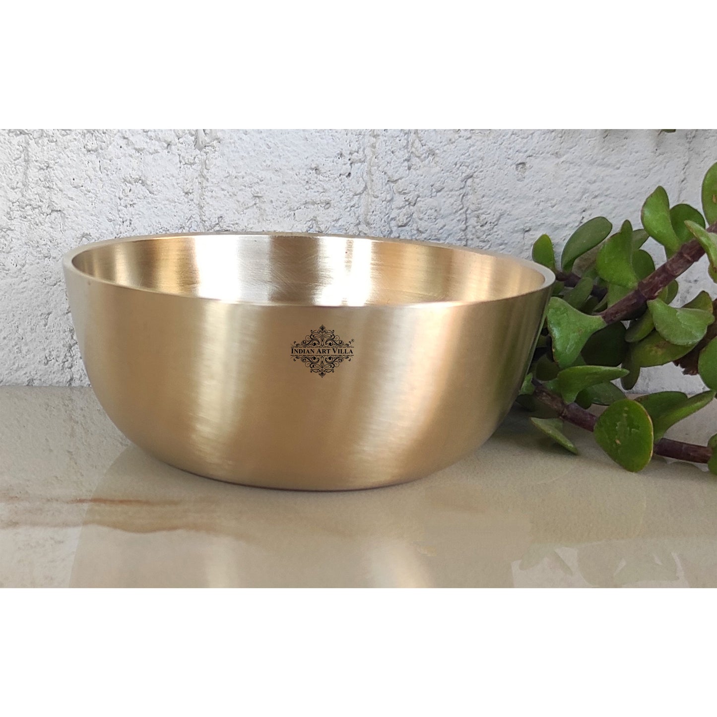 Brass Bowl With Matt Finish Design, Decorative Dinnerware, Tableware and Serveware for Home Hotel Restaurant, Diameter-8.89 cm