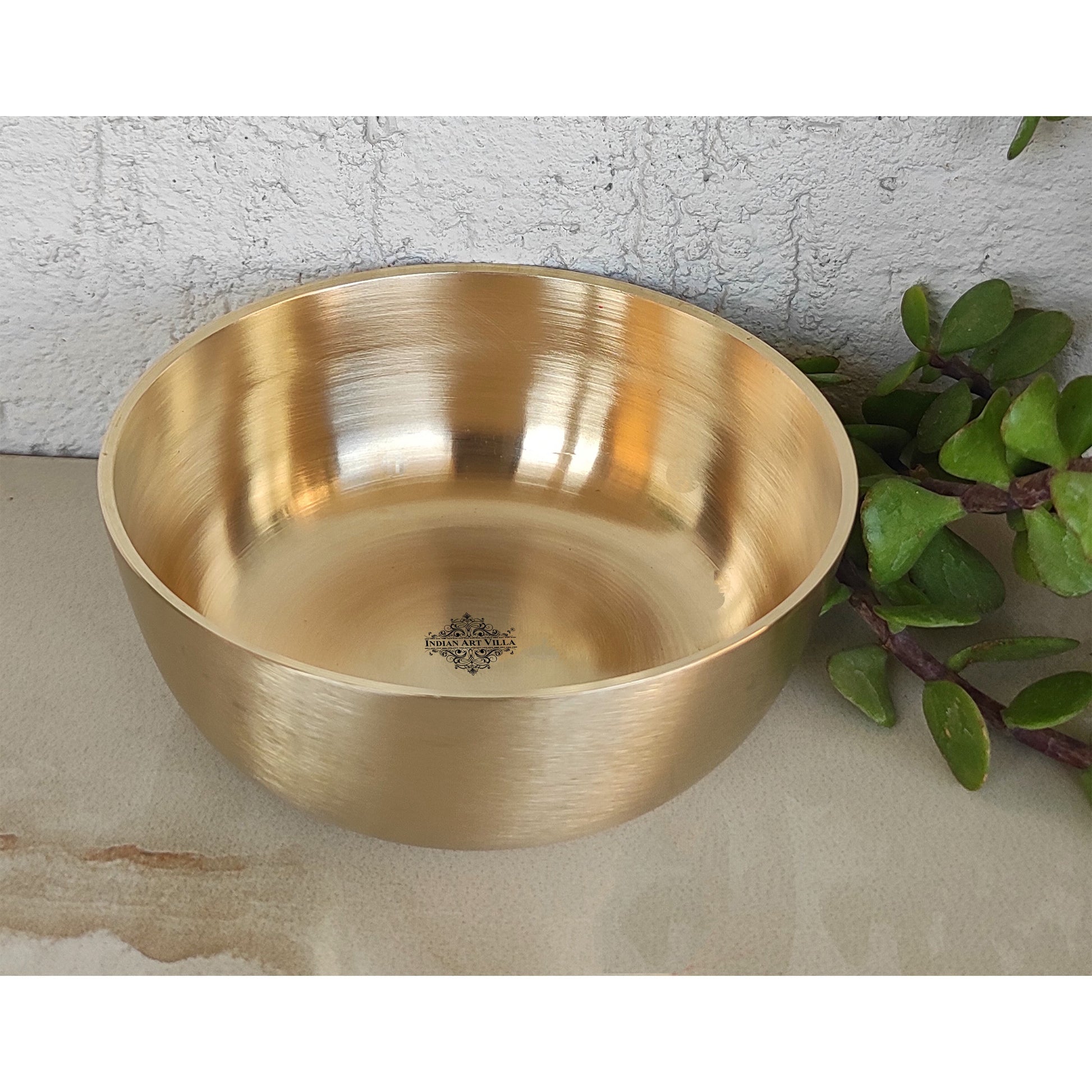 Brass Bowl With Matt Finish Design, Decorative Dinnerware, Tableware and Serveware for Home Hotel Restaurant, Diameter-8.89 cm