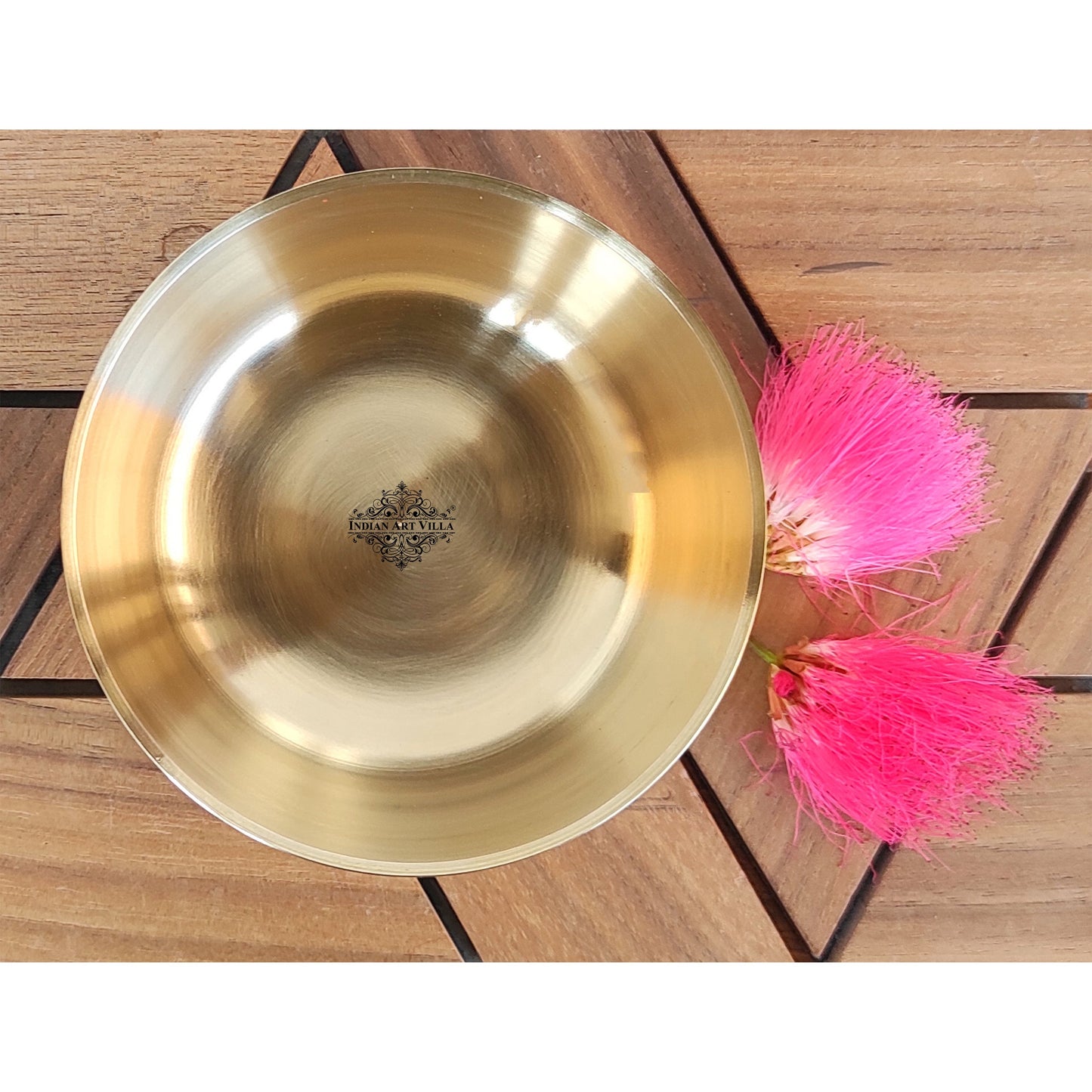 Brass Bowl With Matt Finish Design, Decorative Dinnerware, Tableware and Serveware for Home Hotel Restaurant, Diameter-8.89 cm