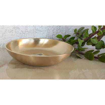Brass Rice Plate With Matt Finish Design, Decorative Dinnerware, Tableware and Serveware for Home Hotel Restaurant, Diameter-10.92 cm