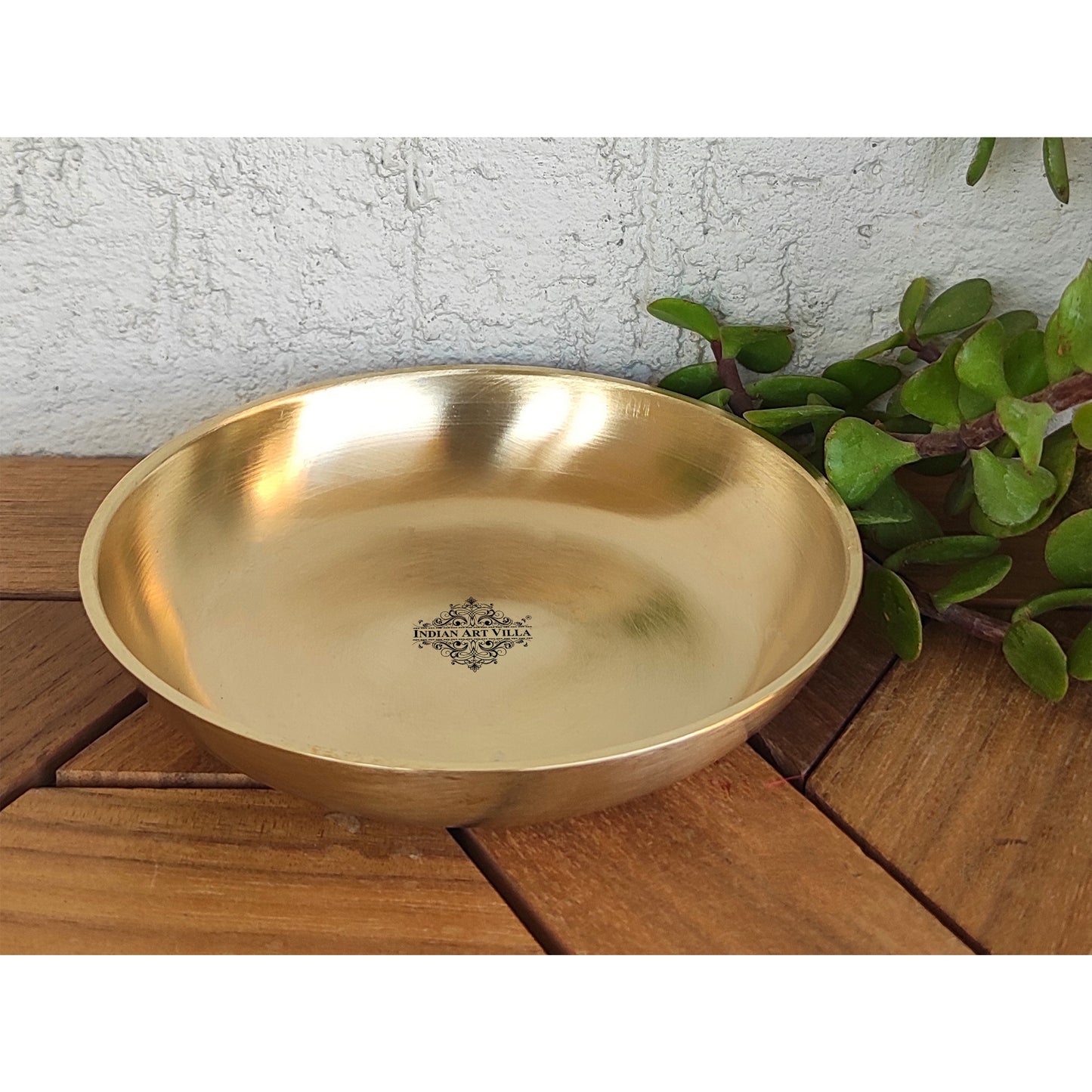 Brass Rice Plate With Matt Finish Design, Decorative Dinnerware, Tableware and Serveware for Home Hotel Restaurant, Diameter-10.92 cm