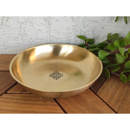 Brass Rice Plate With Matt Finish Design, Decorative Dinnerware, Tableware and Serveware for Home Hotel Restaurant, Diameter-10.92 cm