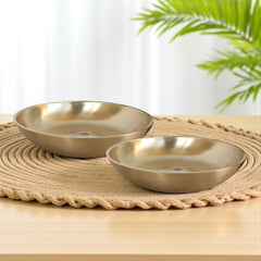 Brass Rice Plate With Matt Finish Design, Decorative Dinnerware, Tableware and Serveware for Home Hotel Restaurant, Diameter-10.92 cm