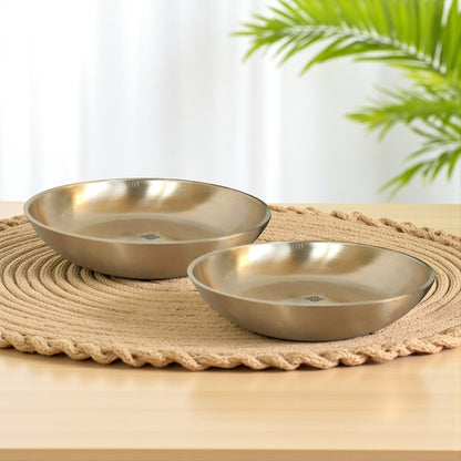 Brass Rice Plate With Matt Finish Design, Decorative Dinnerware, Tableware and Serveware for Home Hotel Restaurant, Diameter-10.92 cm