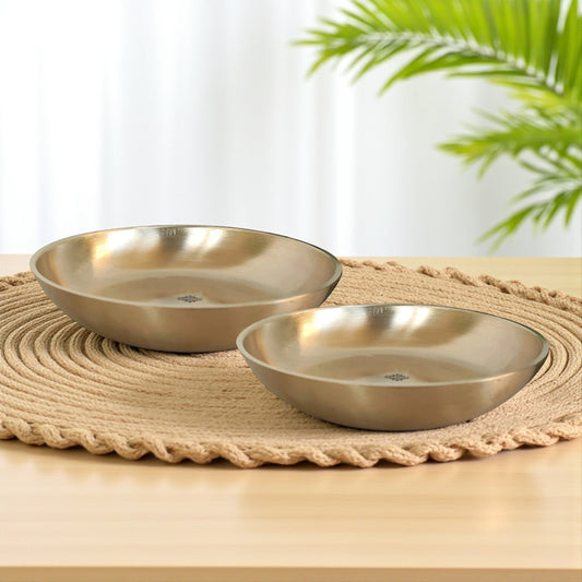 Brass Rice Plate With Matt Finish Design, Decorative Dinnerware, Tableware and Serveware for Home Hotel Restaurant, Diameter-10.92 cm