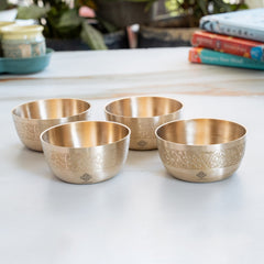 Brass Floral Embossed Bowl – 10.1 cm