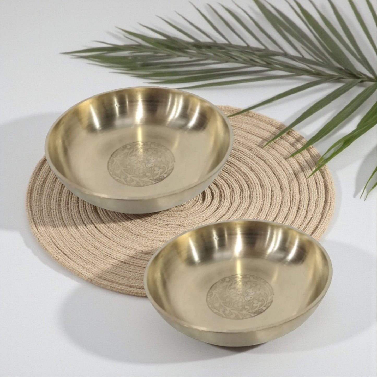 Handmade Pure Brass Rice Plate With Matt Embossed Design, Serveware, Dinnerware