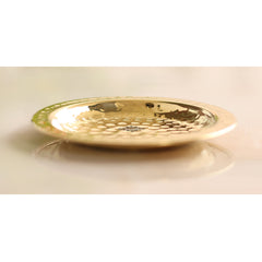 Handcrafted Pure Brass Coaster With Hammered Design, Diameter-11.43 cm, Gold