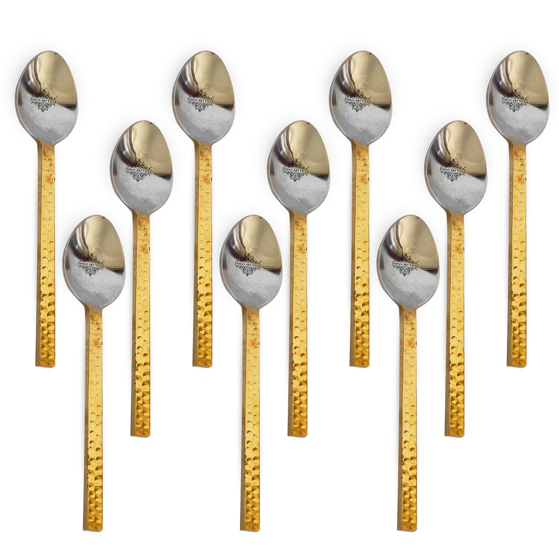 Steel Brass Spoon with Hammered Design, Dinnerware, Tableware & Cutlery Item, Length:- 15.24 cm