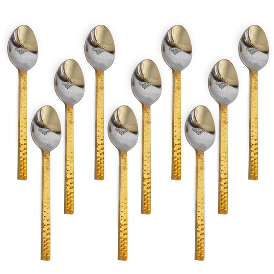 Steel Brass Spoon with Hammered Design, Dinnerware, Tableware & Cutlery Item, Length:- 15.24 cm