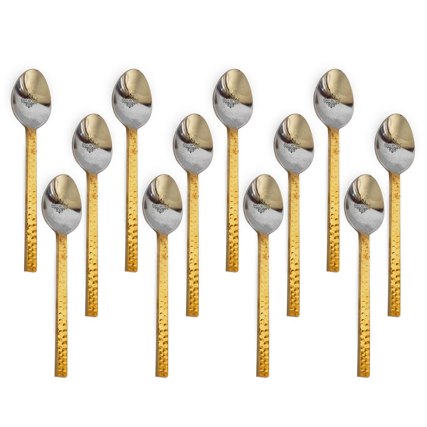 Steel Brass Spoon with Hammered Design, Dinnerware, Tableware & Cutlery Item, Length:- 15.24 cm