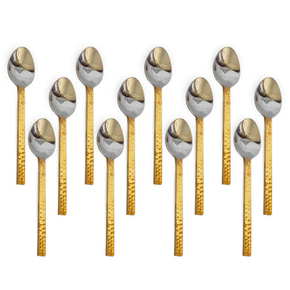 Steel Brass Spoon with Hammered Design, Dinnerware, Tableware & Cutlery Item, Length:- 15.24 cm