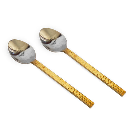 Steel Brass Spoon with Hammered Design, Dinnerware, Tableware & Cutlery Item, Length:- 15.24 cm