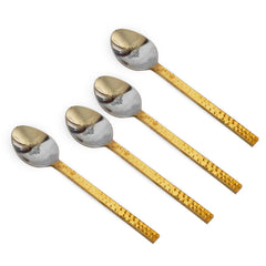 Steel Brass Spoon with Hammered Design, Dinnerware, Tableware & Cutlery Item, Length:- 15.24 cm
