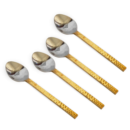 Steel Brass Spoon with Hammered Design, Dinnerware, Tableware & Cutlery Item, Length:- 15.24 cm