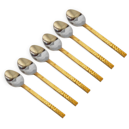 Steel Brass Spoon with Hammered Design, Dinnerware, Tableware & Cutlery Item, Length:- 15.24 cm