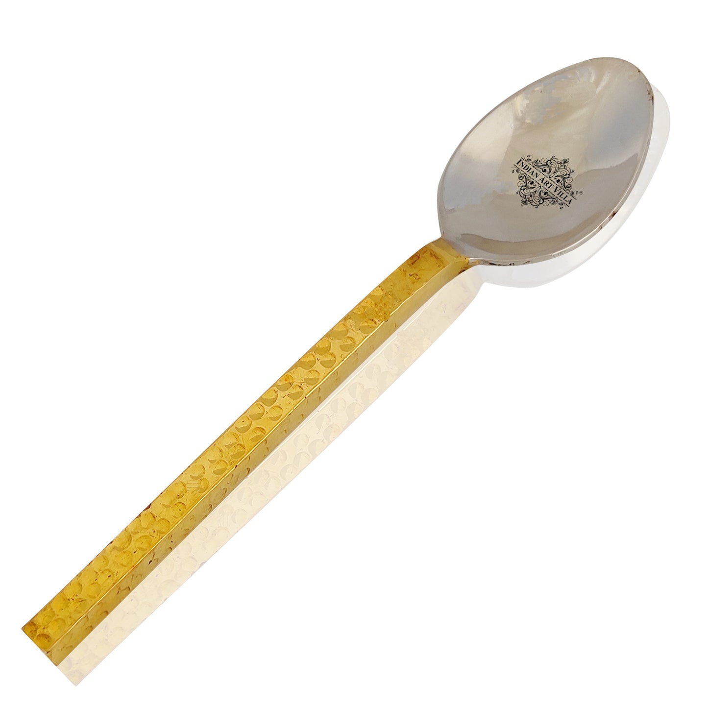 Steel Brass Spoon with Hammered Design, Dinnerware, Tableware & Cutlery Item, Length:- 15.24 cm