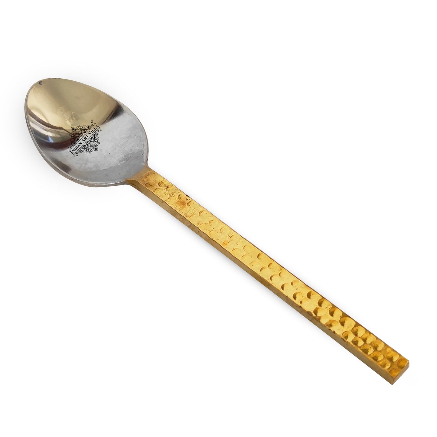 Steel Brass Spoon with Hammered Design, Dinnerware, Tableware & Cutlery Item, Length:- 15.24 cm