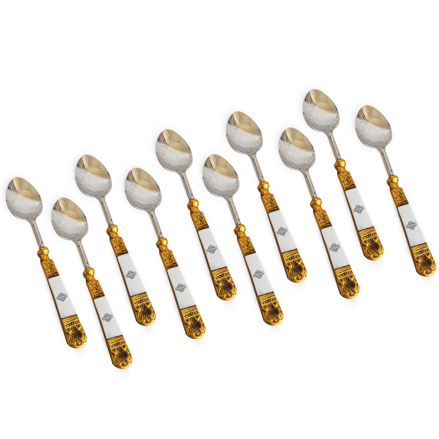 Steel Brass Spoon With Antique Embossed Design