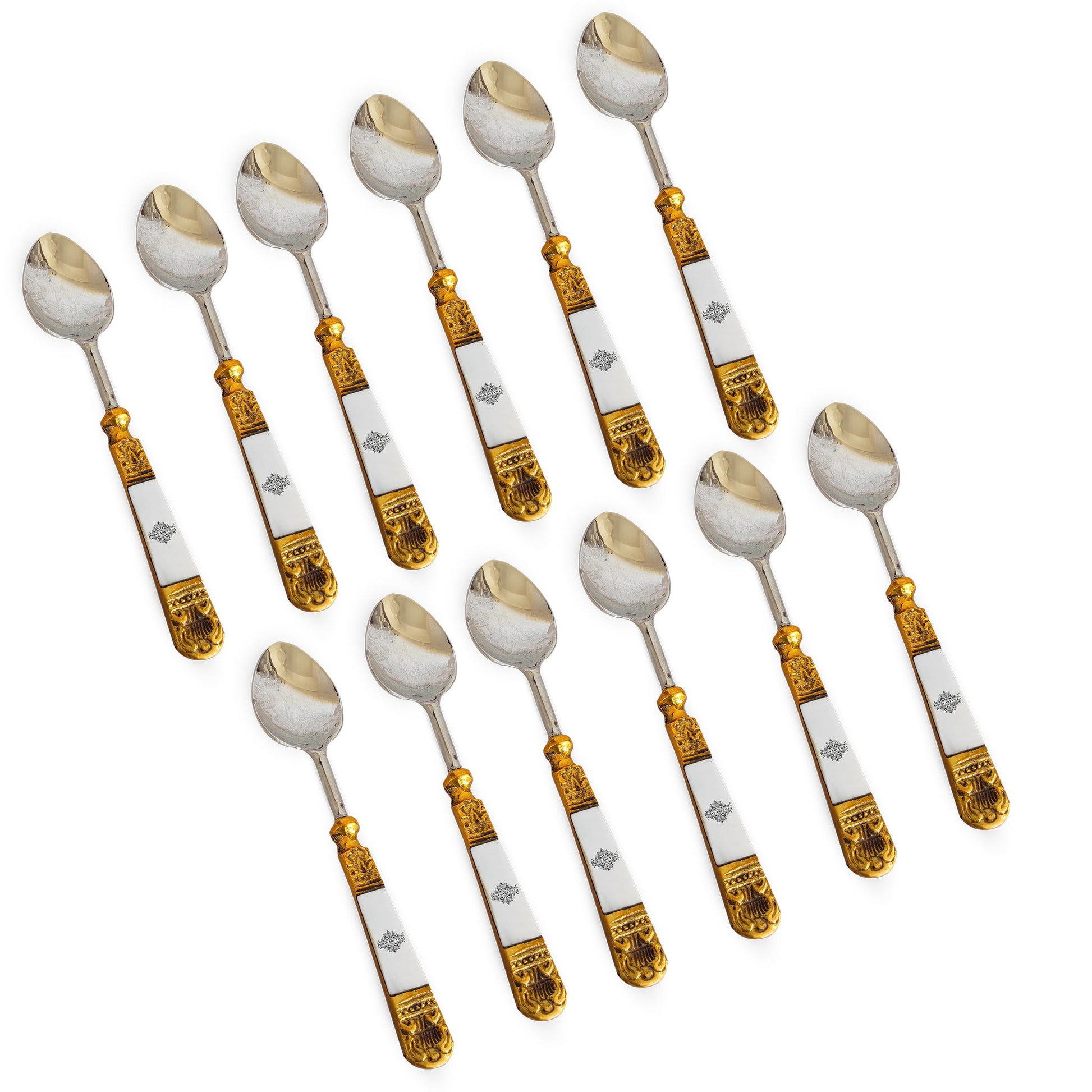 Steel Brass Spoon With Antique Embossed Design