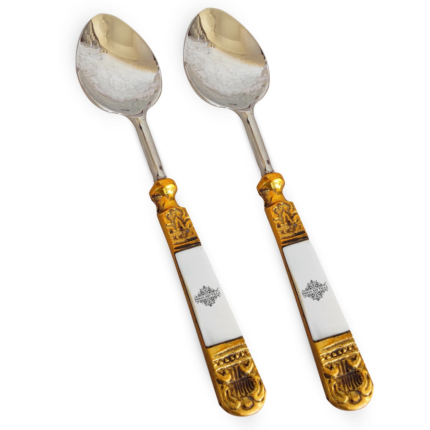 Steel Brass Spoon With Antique Embossed Design