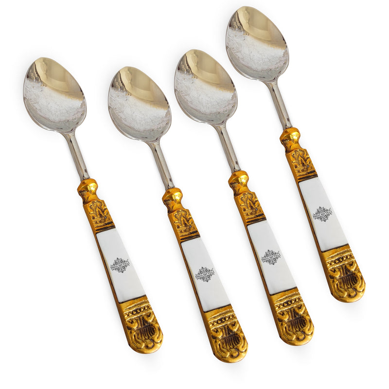 Steel Brass Spoon With Antique Embossed Design