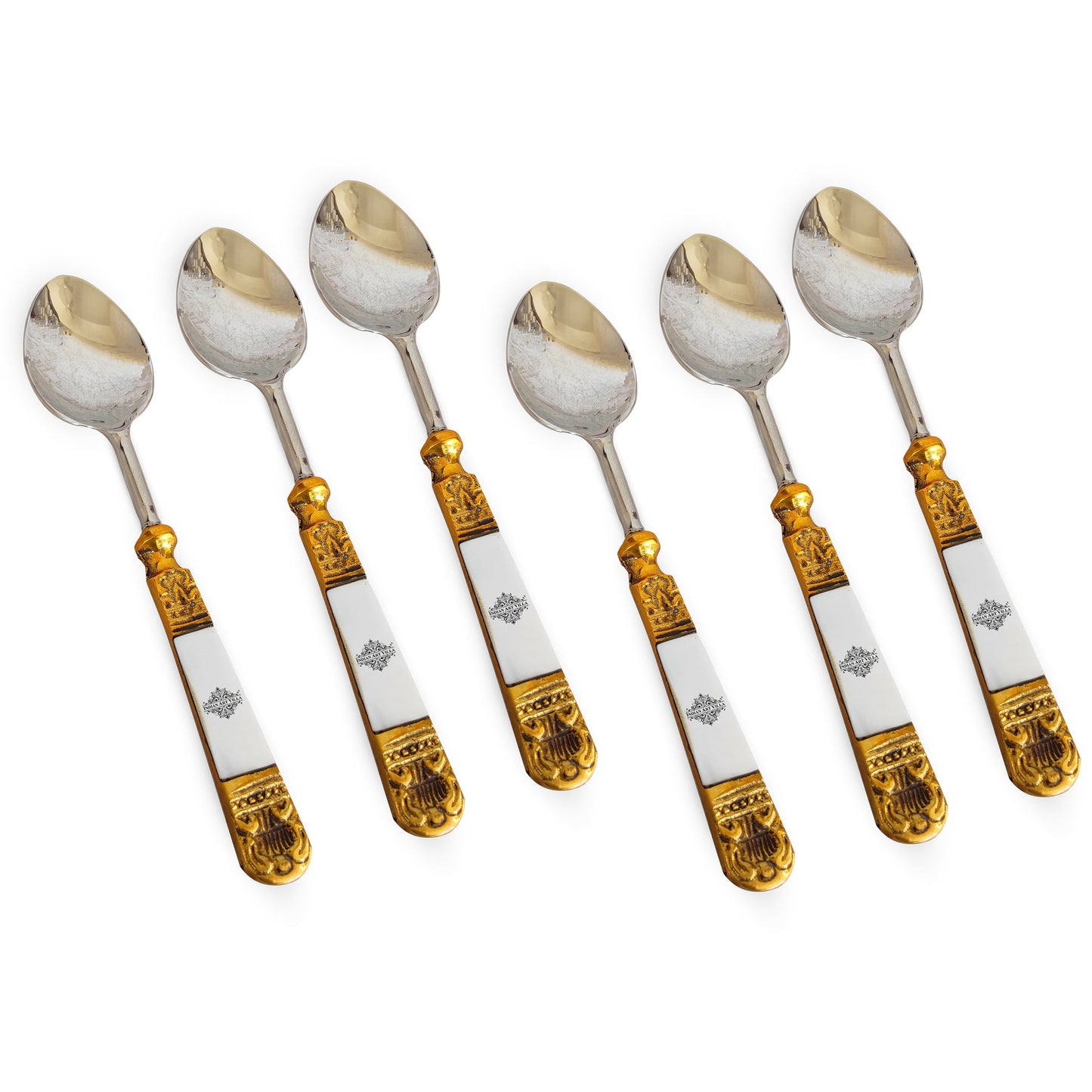 Steel Brass Spoon With Antique Embossed Design