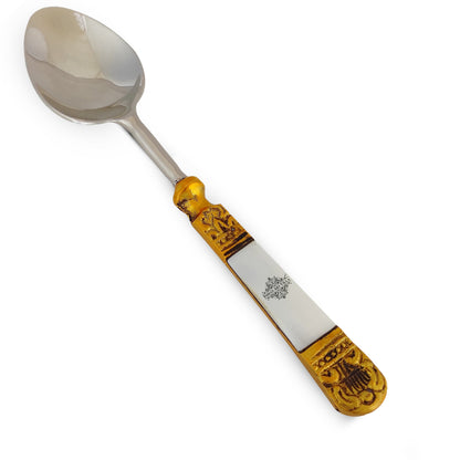 Steel Brass Spoon With Antique Embossed Design
