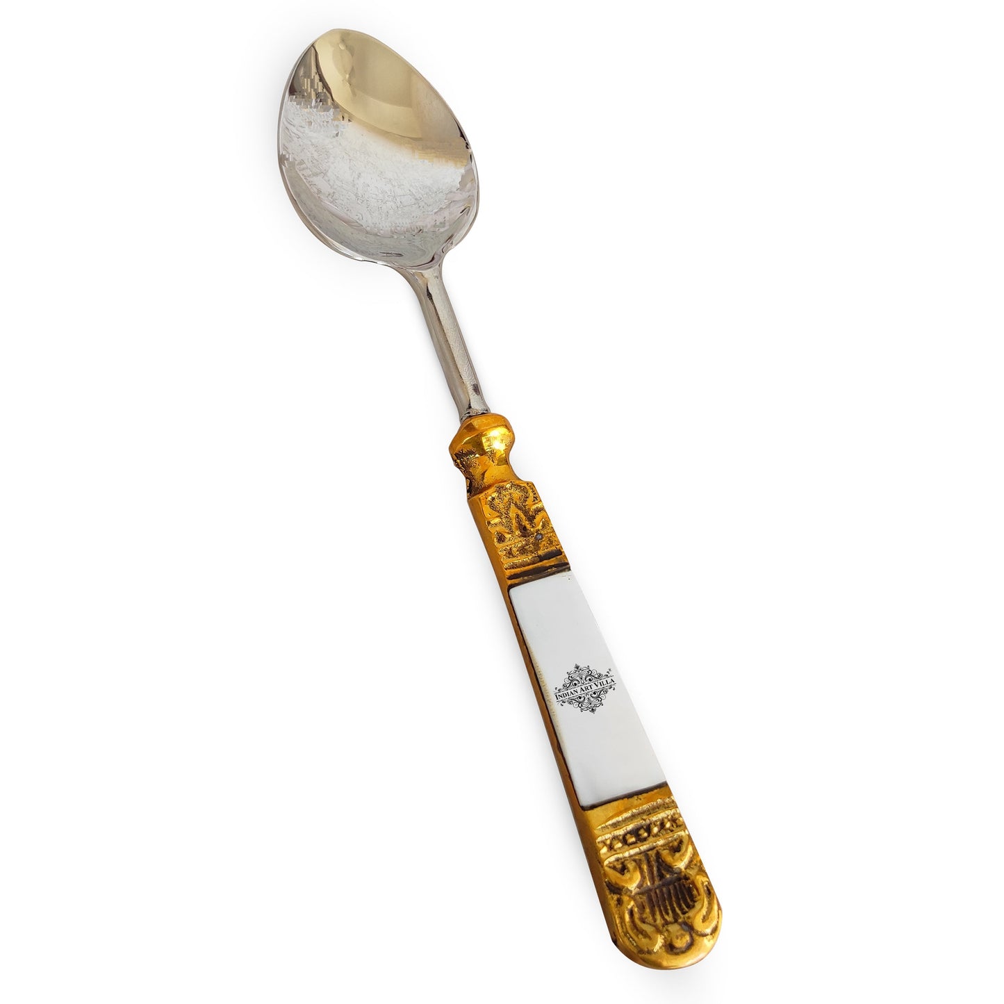 Steel Brass Spoon With Antique Embossed Design