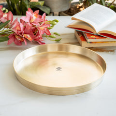 Pure Brass Thali With Matt Finish Plain Design for Dining & Pooja