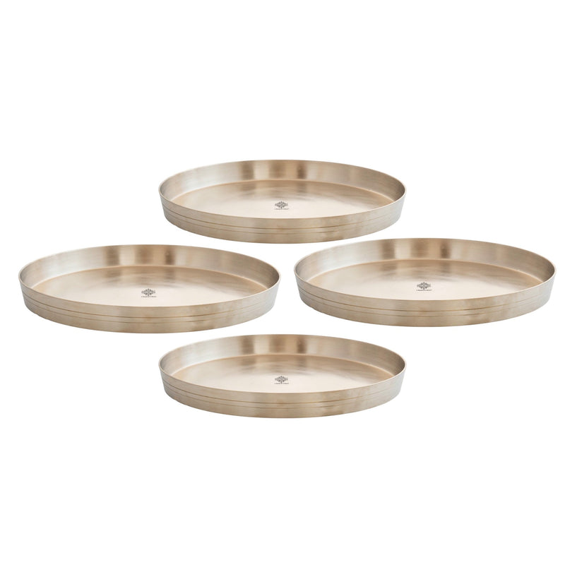 Pure Brass Thali With Matt Finish Plain Design for Dining & Pooja