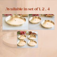 Pure Brass Thali With Matt Finish Plain Design for Dining & Pooja