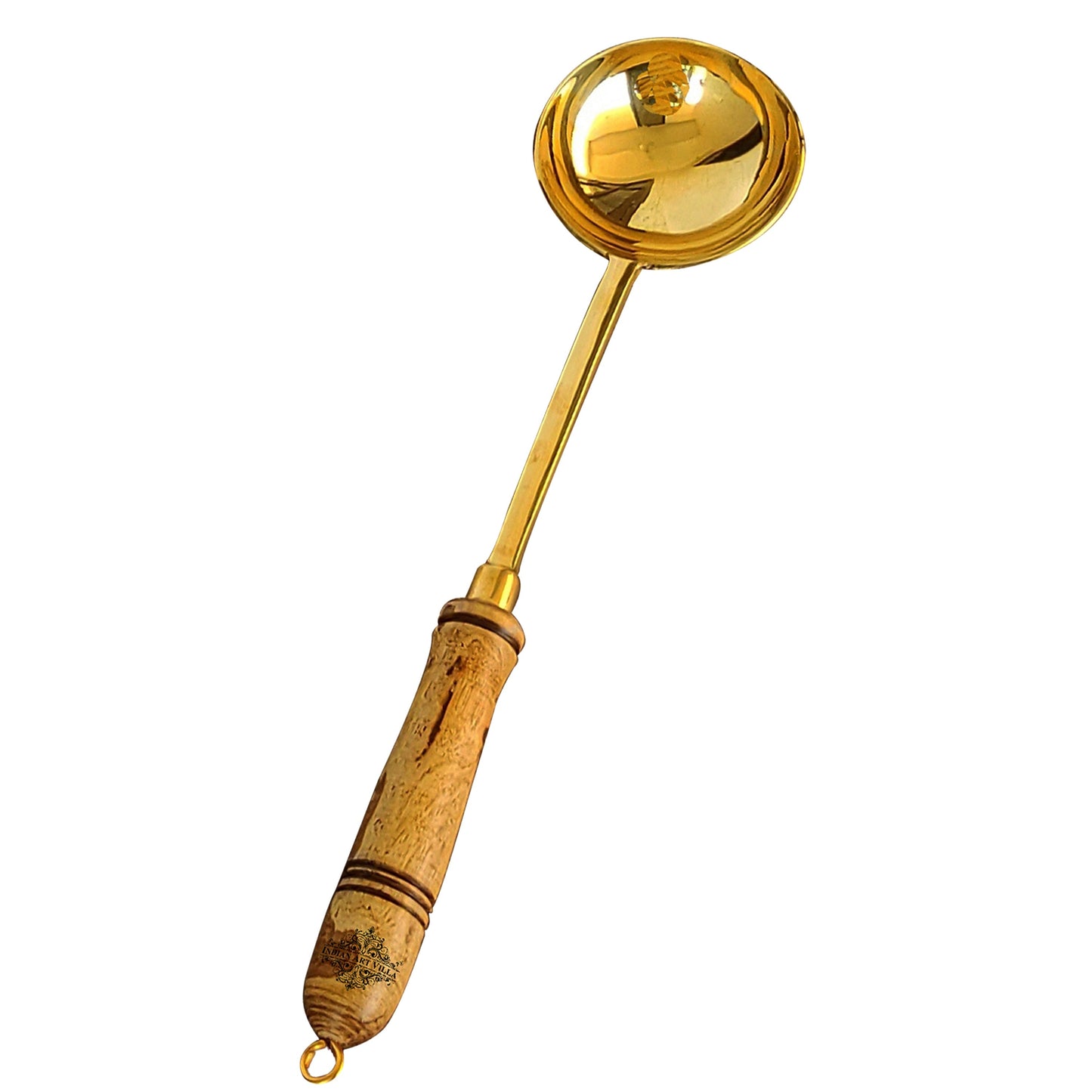 Pure Brass Gold Ladle With Wooden Handle - Length - 35.05 cm