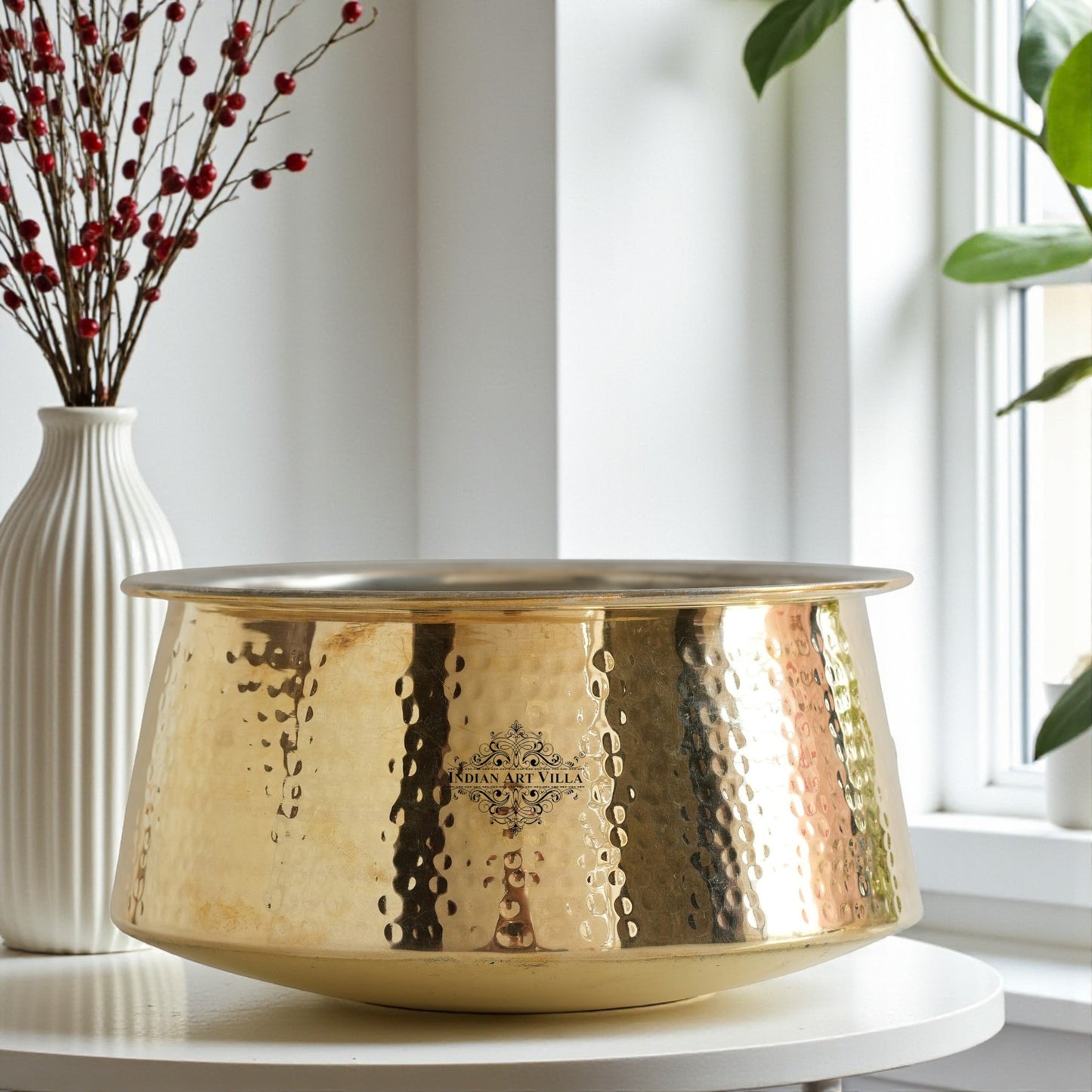 Pure Brass Inside Tin Lining Bhagona/Patila