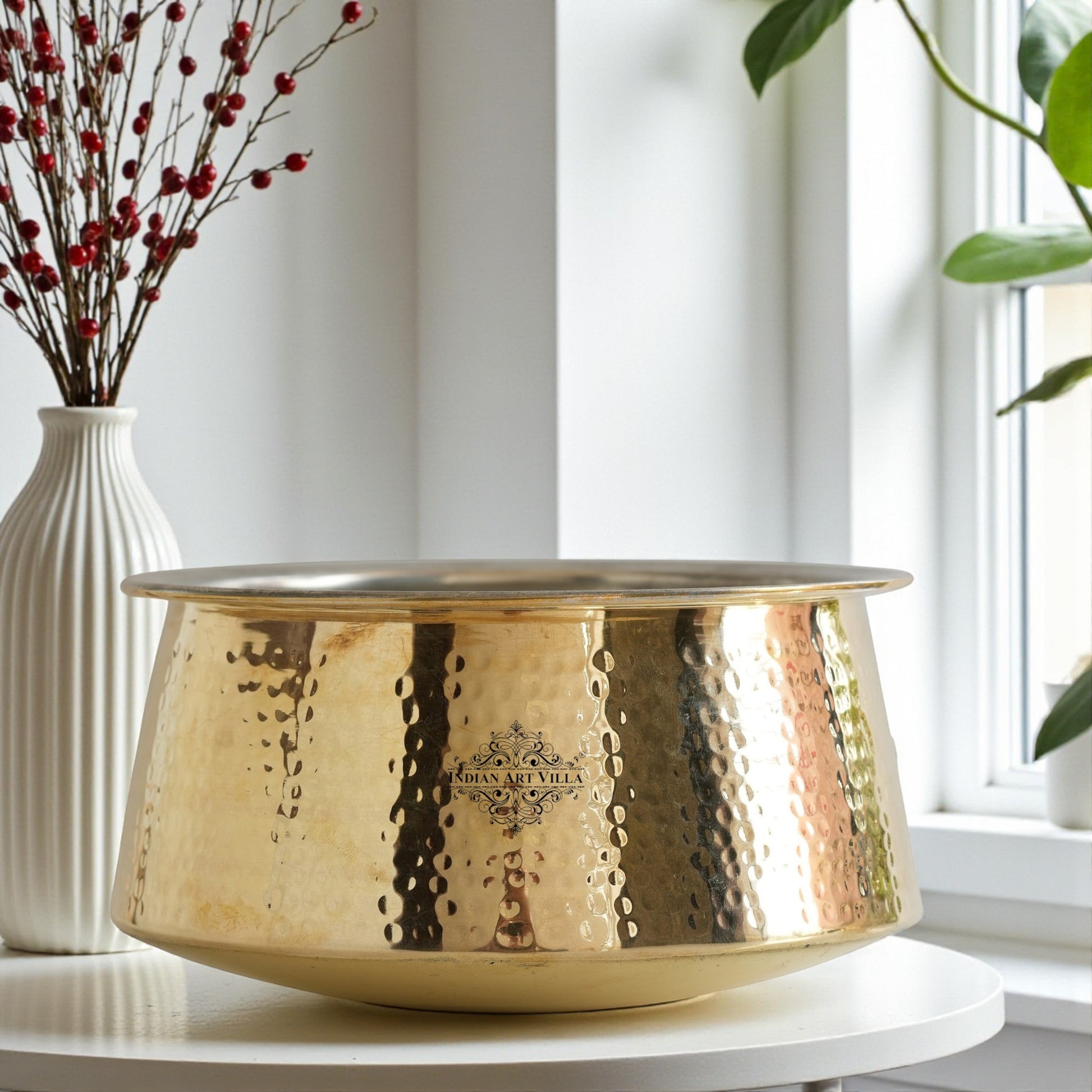 Pure Brass Inside Tin Lining Bhagona/Patila