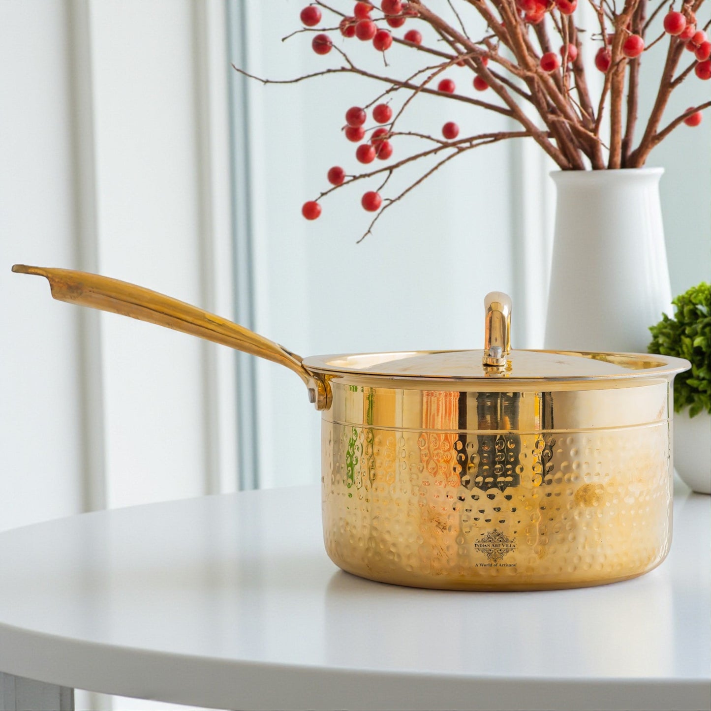 Brass Sauce Pan with Tin Lining & Lid – Indian Art Villa