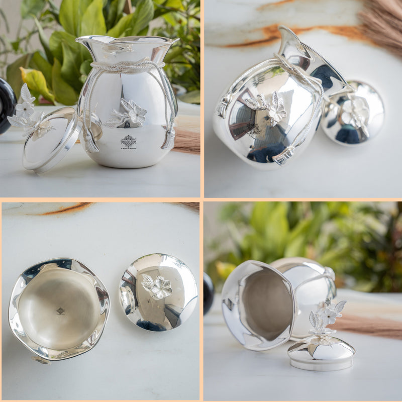 Silver Plated Decorative Flower Design Handi
