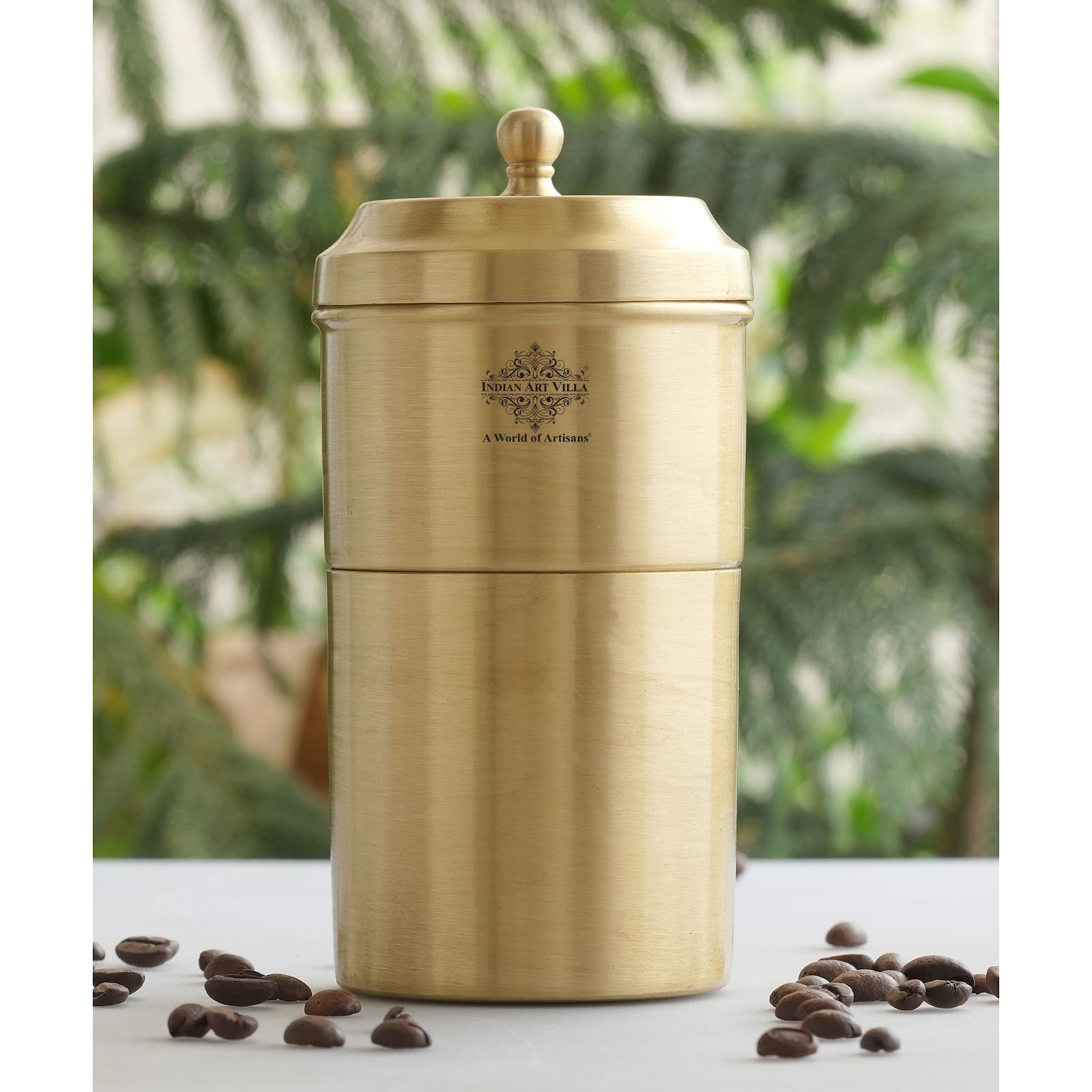 Handcrafted Pure Brass Coffee Filter with Matt Finished Design, Medium Size